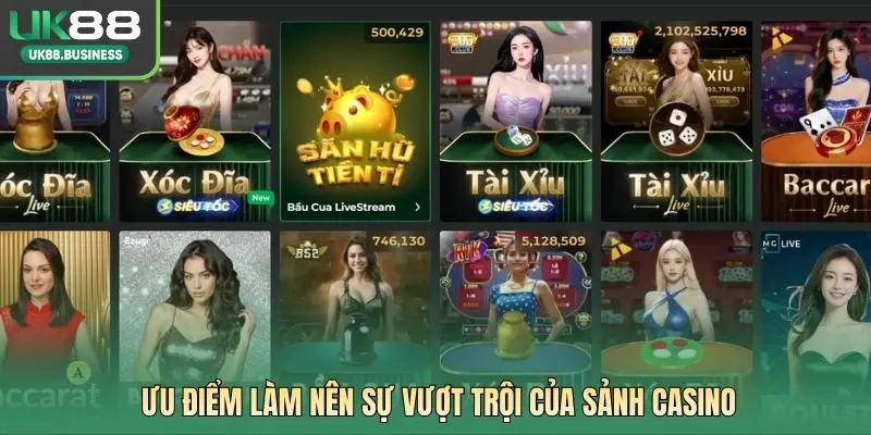 Ưu điểm làm nên sự vượt trội của sảnh casino